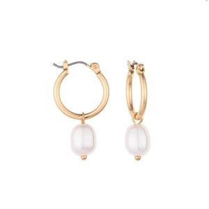 NEW REMOVABLE PEARL & STONE HUGGIE EARRINGS